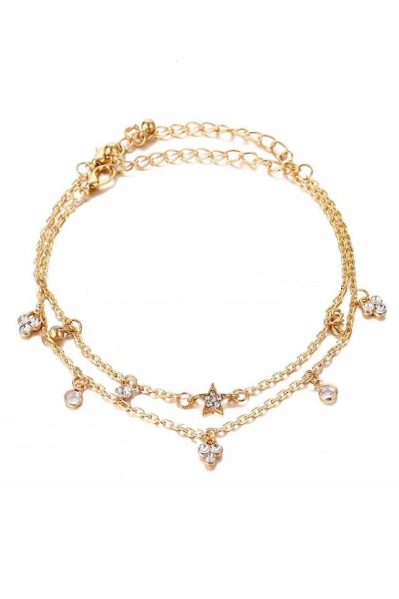 Grandinėlė ant kojos "Two crystal anklet"