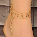 Grandinėlė ant kojos "Three crystal anklet"