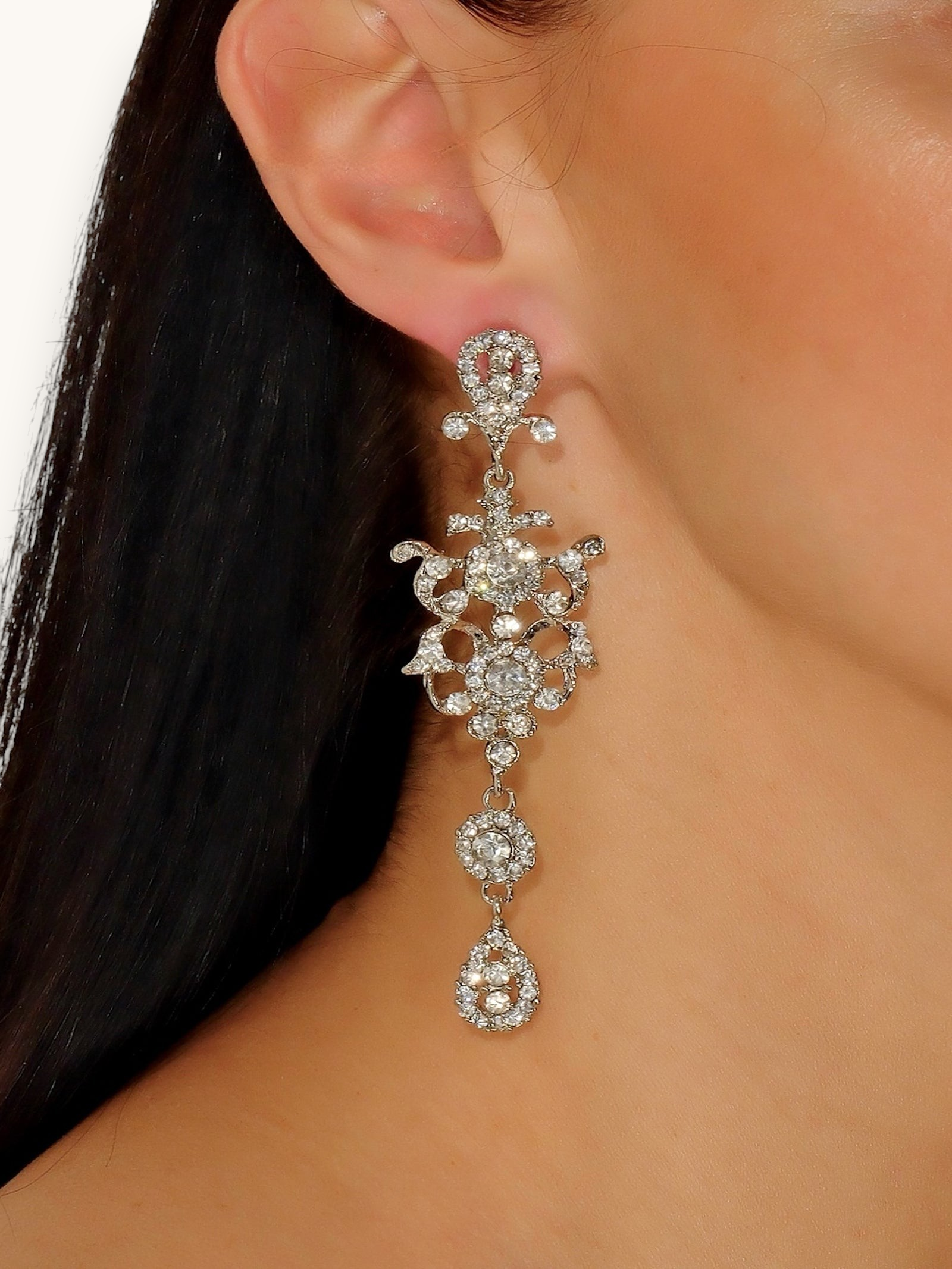 Proginiai auskarai "Long crystal drop"
