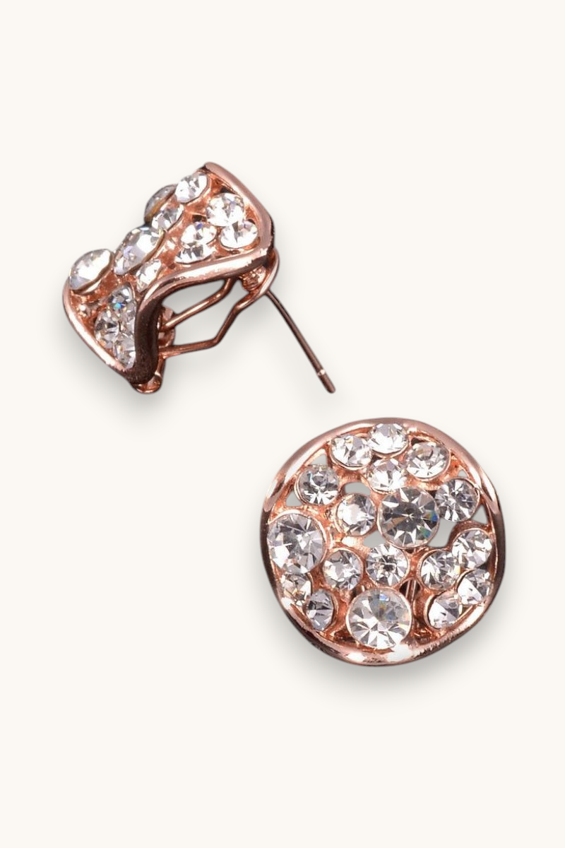 Auskarai "Round crystal stud"