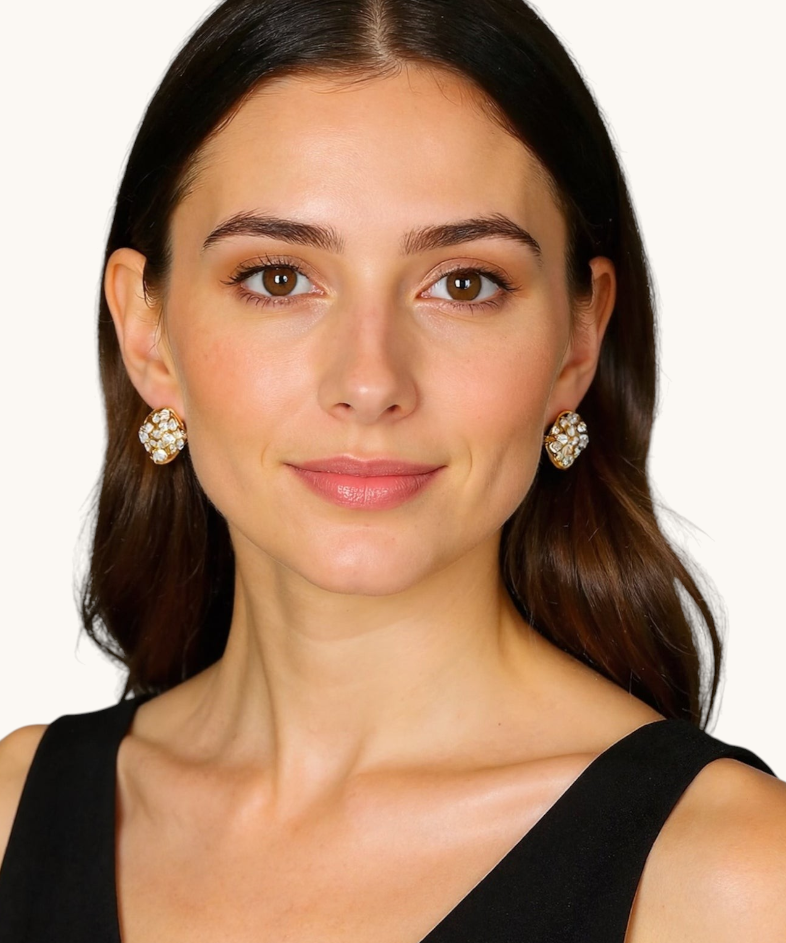 Auskarai "Round crystal stud"
