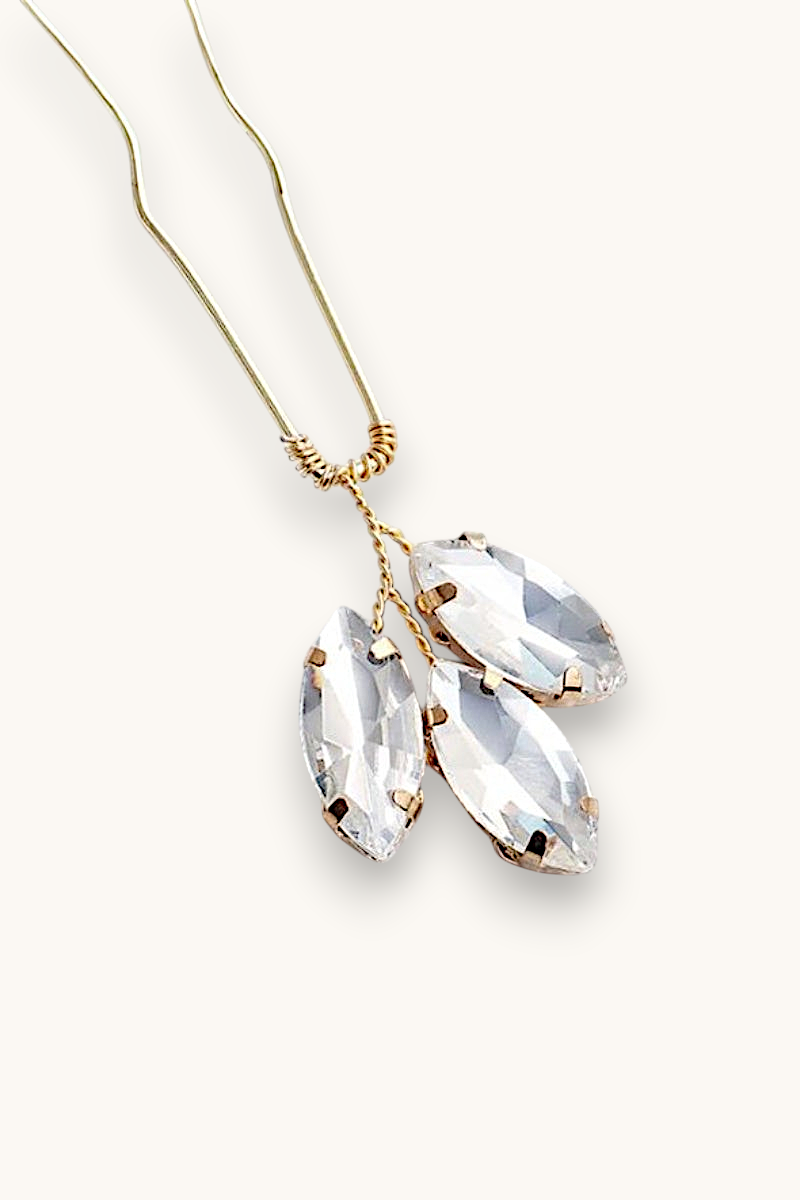 Plaukų smeigtukas "Golden Crystal" 1vnt