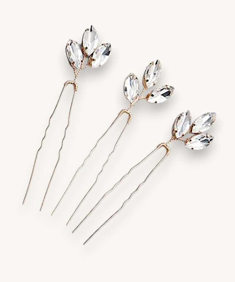 Plaukų smeigtukas "Golden Crystal" 1vnt