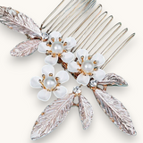 Papuošalų rinkinys. Vestuvinė plaukų sagė ir smeigtukai "Rose gold flower set"