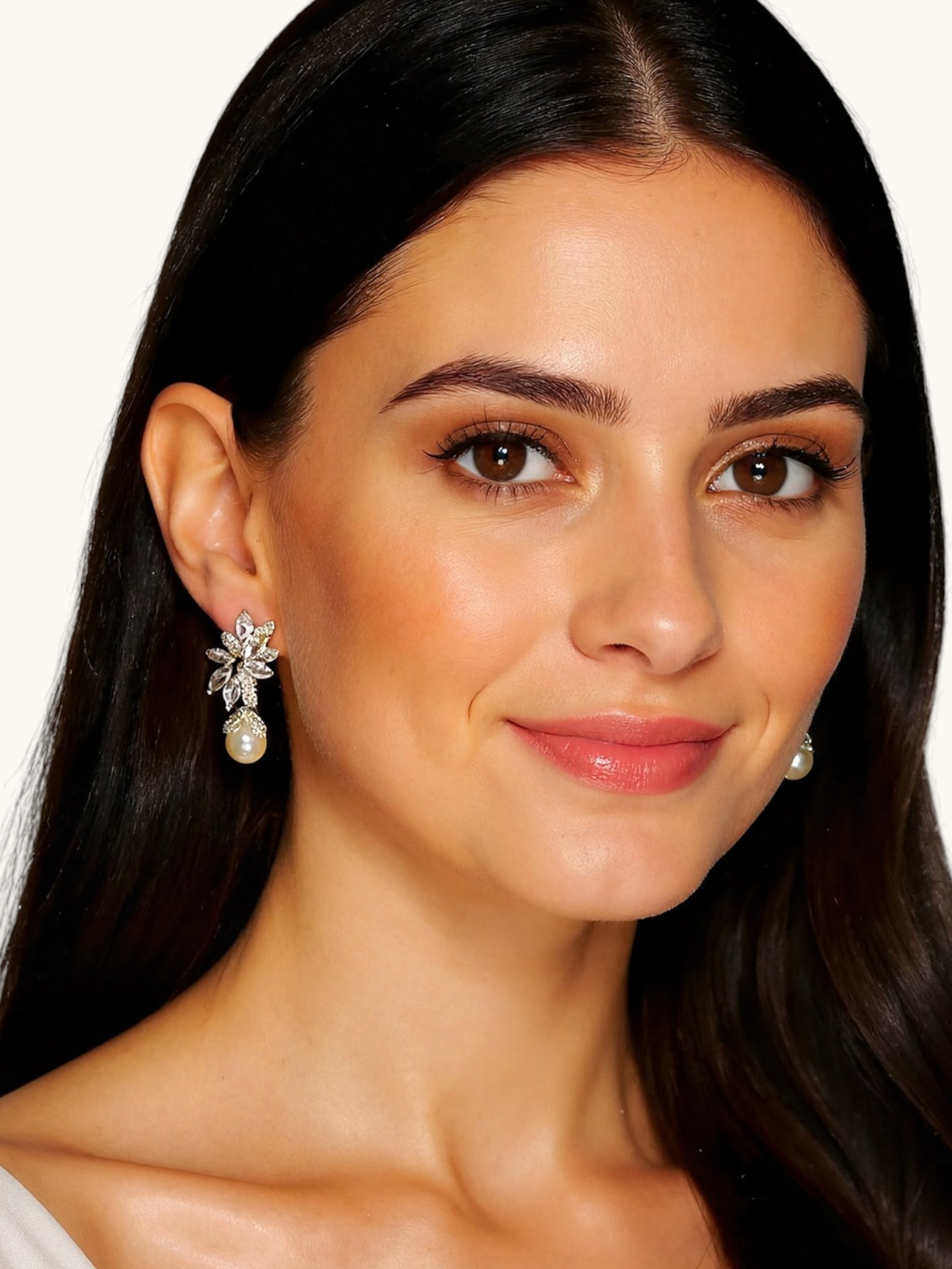Auskarai "Floral Pearl Dangles"