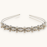 Luxiage Silver Pearl headband with crystals and pearls, ideal for special occasions like weddings.